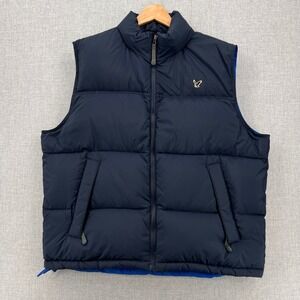 American Eagle Outfitters Down Puffer Vest Men Large Navy Blue Full Zip Casual